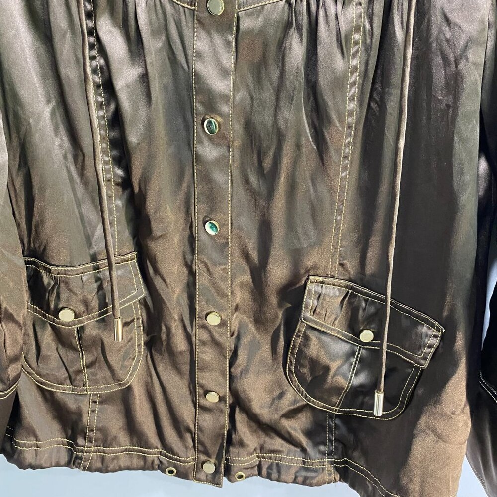 Cache Brown Utility Jacket with Ruffle Collar - Picture 7 of 10